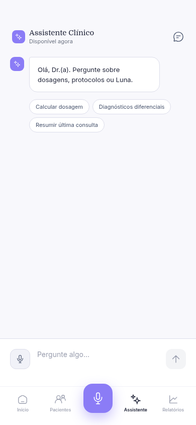 Tela do assistente clínico do Prontua